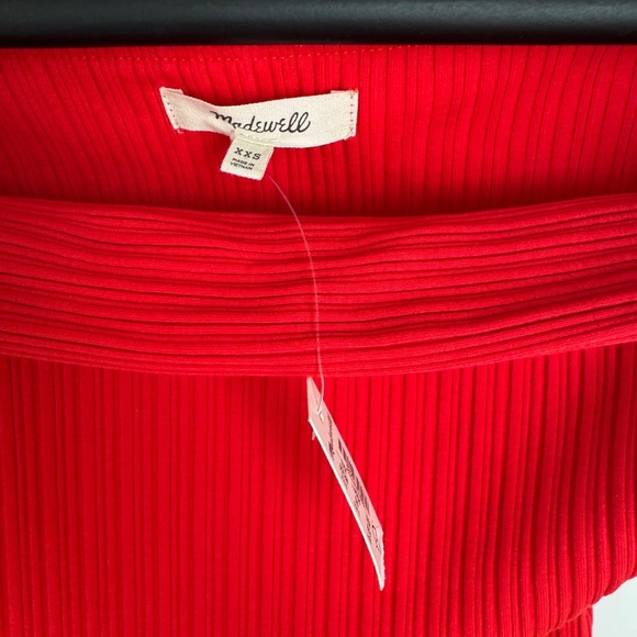 NWT Madewell XXS Red Ribbed Off The Shoulder Top - Picture 6 of 6